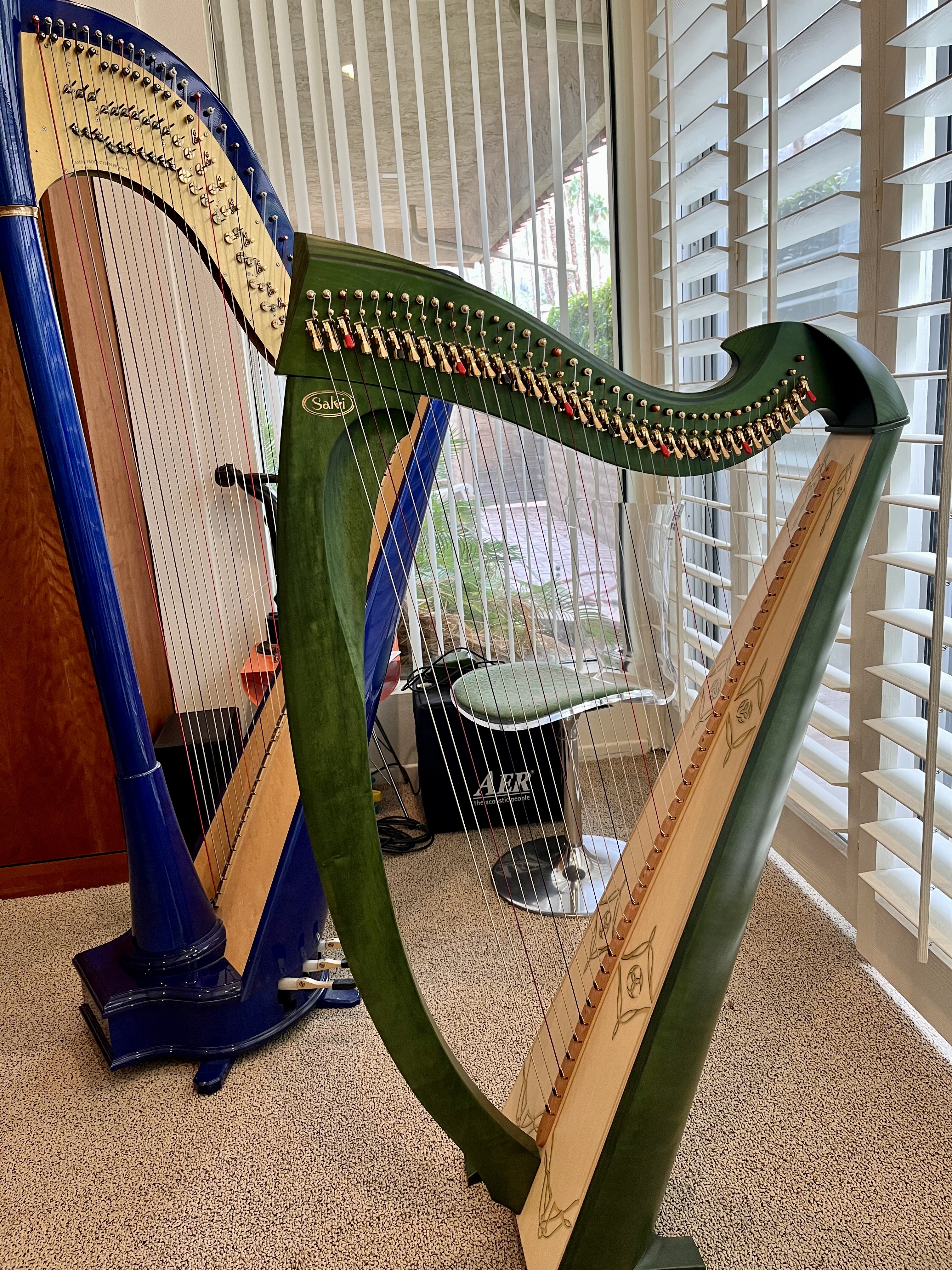 Blue and Green Electric Harps